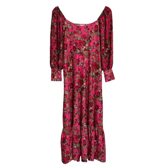 Smith & Quinn The Marigold Midi Dress Women Small Floral Balloon Sleeve Square N - Picture 1 of 13